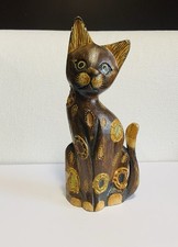 Gatto In Legno Dipinto A Mano