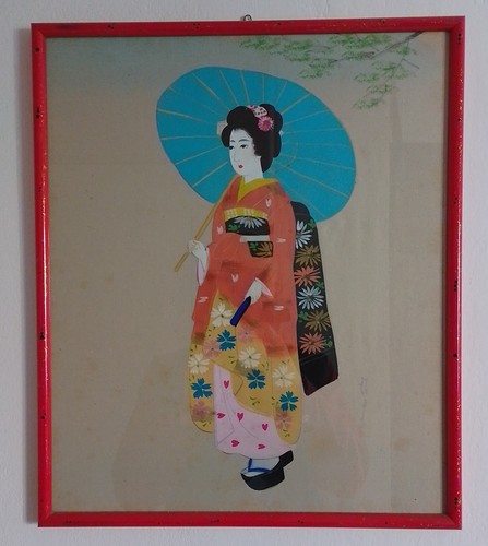 Dipinto giapponese tempera - , su