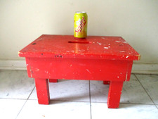 sgabello country vintage casale poggiapiedi panca legno primitivo shabby rosso fatto a mano