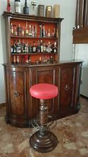 bellissimo mobile bar in noce massello con spalliera e sgabello