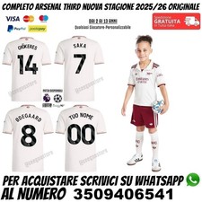 Terza Maglia Arsenal Bambino 2025 2026 Saka Gyokeres Gyökeres Odegaard Bianca