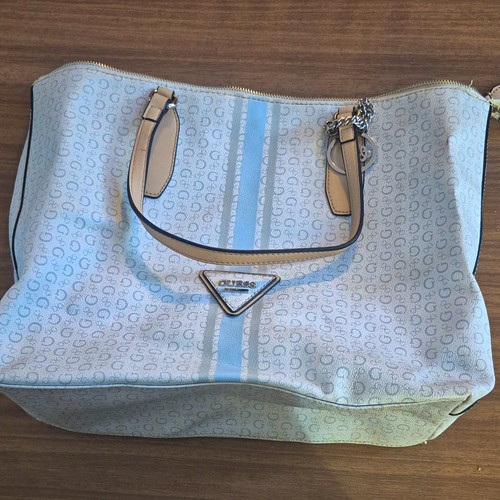 Guess beige logo tote zip - guess,