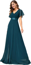 Vestiti Da Cerimonia Da Donna Alta Elasticità Scollo a V Linea Ad a Con Spacco S