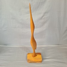 Teak Carved Bird Sculpture Mid