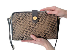 Borsa Borsetta Marrone Pelle + Tela Marca Zenith - Vintage anni '70