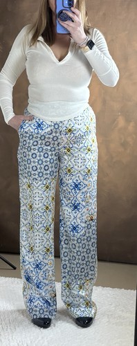 Pantaloni zara stampati raso - pantaloni,