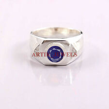Riscaldato Zaffiro Blu Gemma Con 925 Anello Argento Sterling per Uomo #5441
