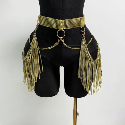 Rhinestone fringe waist - waist, chain