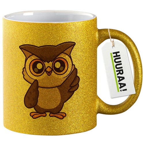 Tazza glitter gufo fumetto