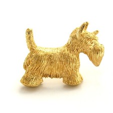 Spilla Burberry London Scottie Scotty Terrier cane tono oro vintage