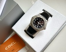 EBEL Discovery Diver Quartz E9187343 38 mm acciaio cinturino pelle fibbia pieghevole fullset