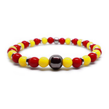 Bracciale AS Roma Giallo Rosso Ematite con Perle braccialetto squadra Uomo Donna