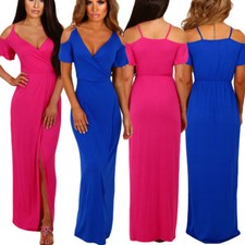 Vestito donna elegante lungo abito cerimonia estivo sera scollato sexy DS61546