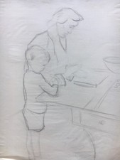 Madre E Giovane Al Tavolo -