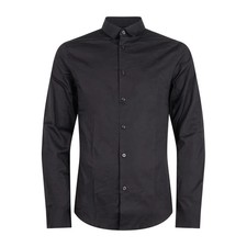 Armani Exchange - Camicia nera con logo ricamato sul petto per uomo
