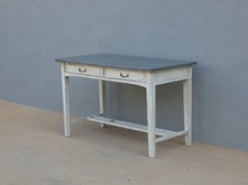 Tavolo scrittoio due cassetti laccato Shabby Chic, primi '900 - L 115 x P 57 cm!