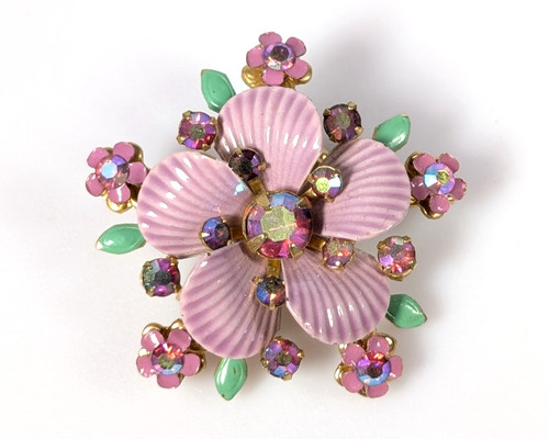 Spilla floreale rosa vintage