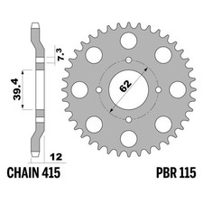 Corona PBR Z28 denti passo 415 in Ferro Fantic Motor Super Rocket 50