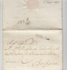 1820 lettera FERRARA-BOLOGNA+a Presidente SOCIETA' CASINO CASA LAMBERTINI-e505