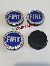 4 Tappi Coprimozzo FIAT con Logo Blu Cerchi in Lega 50mm Borchie Panda Punto