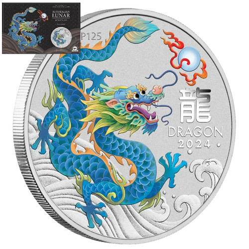 Moneta argento teal dragon - argento,