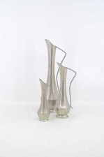 Tris Vasi In Peltro Con Manico 28 - 20 - 25 Cm