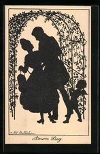 Cartolina artistica ov. Alt-Stutterheim: la vittoria di Cupido, Cupido unisce una coppia di innamorati 