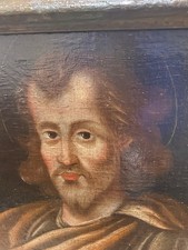 antico quadro olio su tela Del  600 Raffigurante Santo . Con Cornice Coeva