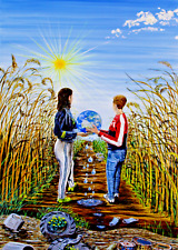 DIPINTO OLIO SU TELA "SALVIAMO LA TERRA (2020)" - MASSIMO MANCUSO