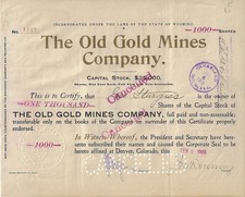 The Old Gold Mines Company, Wyoming, anni '900