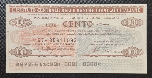 Miniassegni 100 lire - miniassegni,