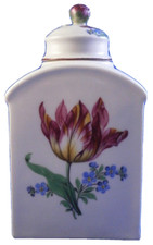 Antica teiera / barattolo porcellana Meissen floreale XVIII secolo porcellana tedesca