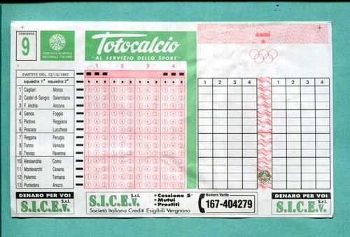 Schedina totocalcio del - schedina,