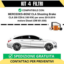 Kit 4 Filtri Tagliando per MERCEDES-BENZ CLA Shooting Brake CLA 200 CDI/d 100...