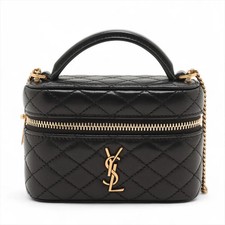 Saint Laurent Paris Gabby BORSA VANITY BAG in pelle a 2 vie nera 819285