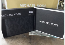 Portafoglio uomo Michael Kors Jet Set nero slim bifold pelle nero logo prezzo consigliato $98