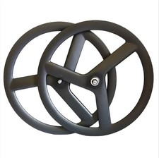Set ruote bici carbonio 700C 23mm larghezza 50mm profondità sfalsate ruote a 3 razze