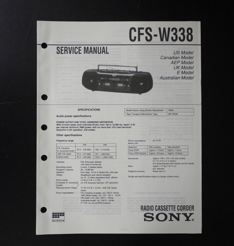 Originale sony cfs - originale, cfs-w338