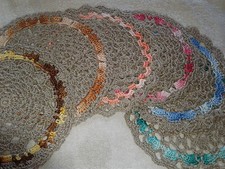 Lino. 7 centrini uncinetto