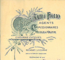 Lettera int. J. RECANATI & FIGLIO, Olio d'oliva. LIVORNO 1933