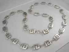 COLLANA TRIFARI TONO ARGENTO STILE GRECA ANNI '80 BIGIOTTERIA AMERICANA VINTAGE
