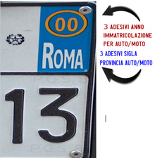 6 STICKERS TARGA AUTO MOTO 3 SIGLA PROVINCIA CITTA' 3 ANNO MCTC ADESIVI ADESIVO