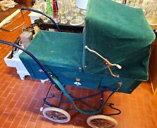 CARROZZINA INGLESINA CROMATA VELLUTO VERDE RETRO VINTAGE ANNI 60 ARREDO DESIGN