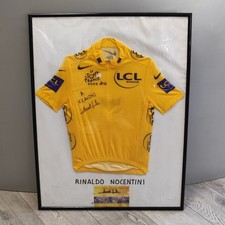 Maglia gialla ciclismo tour de France con autografo originale Rinaldo Nocentini