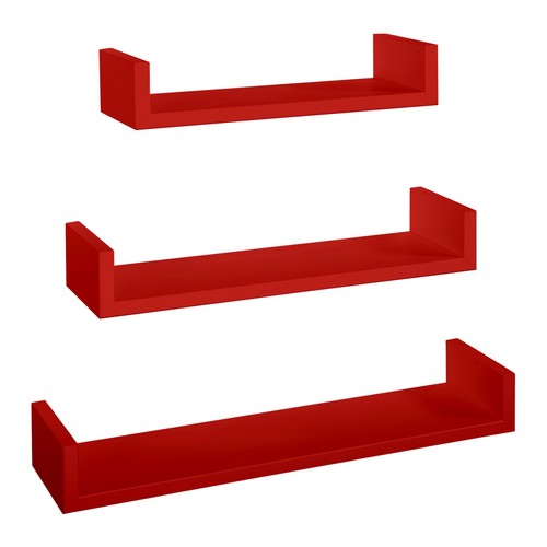 Set mensole parete - 3, rosso