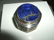 PORTA PILLOLE LAPISLAZZULI BLU ETNIC ARGENTO 925 STERLING SILVER SCATOLINA CM 4