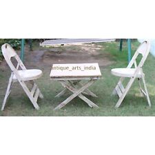 Rétro IN Legno Sostenibile Pieghevole 1 Caffè Tavolo Con 2 Sedie Giardino Set