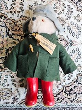 Giacca verde alta 18" pelliccia mohair vintage 1974 Paddington Bear Gabrielle Designs