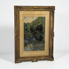 Alceste Campriani 1848-1933 olio su tavola Scorcio boschivo paesaggio