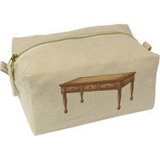 'Tavolo antico in legno' sacchetto di lavaggio in tela / custodia per trucco (CS00043317)